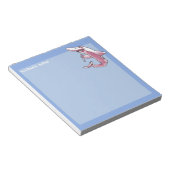 Hai hält Bleistift lustigen Cartoon anpassbar Notizblock (angewinkelt)