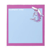 Hai hält Bleistift lustigen Cartoon anpassbar Notizblock (Vorderseite)