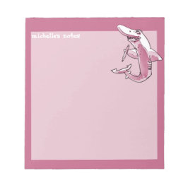 Hai hält Bleistift lustigen Cartoon anpassbar Notizblock