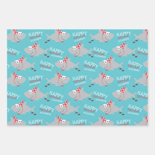 Hai Happy Birthday Name Wrapping Paper Sheets Geschenkpapier Set (Vorderseite)