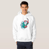 Hai im Eishockey mit Eishockeystick & Helm Hoodie (Vorne ganz)