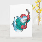 Hai im Eishockey mit Eishockeystick & Helm Karte (Gelbe Blume)