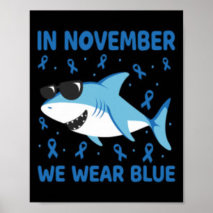 Hai im November tragen wir blauen Diabetes Kinder  Poster