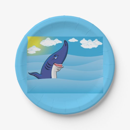 Hai im Ozean Pappteller (Vorderseite)