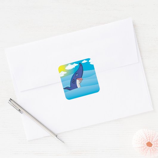 Hai im Ozean Quadratischer Aufkleber