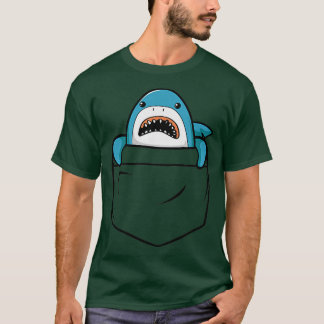 Hai im Pocket Funny Pocket Shark Cartoon des T-Shirt