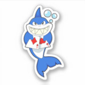 Hai im Poker mit Poker-Karten Aufkleber (Vorderseite)