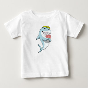 Hai im Poker mit Poker-Karten Baby T-shirt