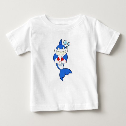 Hai im Poker mit Poker-Karten Baby T-shirt (Vorderseite)