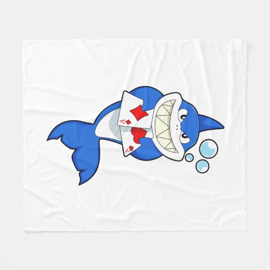 Hai im Poker mit Poker-Karten Fleecedecke (Vorderseite (Horizontal))