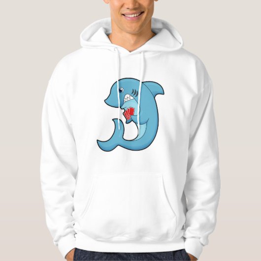 Hai im Poker mit Poker-Karten Hoodie (Vorderseite)