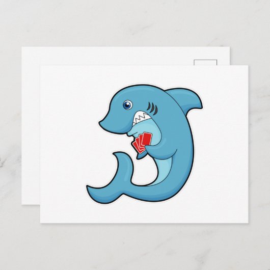 Hai im Poker mit Poker-Karten Postkarte (Vorne/Hinten)