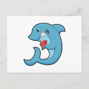 Hai im Poker mit Poker-Karten Postkarte