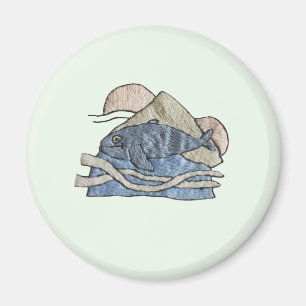 Hai im Stickdesign Magnet