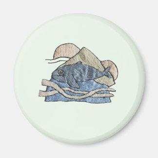 Hai im Stickdesign Magnet