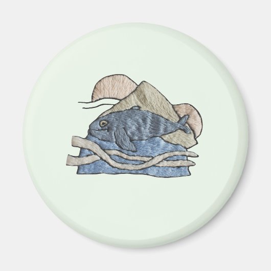 Hai im Stickdesign Magnet (Vorne)