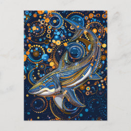 Hai im Stil der Aborigine Dot Art Postkarte