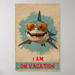 Hai im Urlaub Vintag Poster