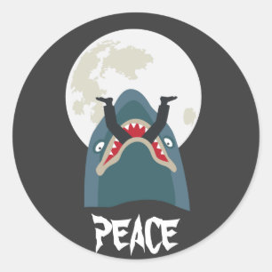 Hai in der Mondnacht Runder Aufkleber