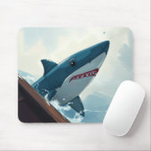 Hai in der Nähe des Bootes Mousepad (Mit Mouse)