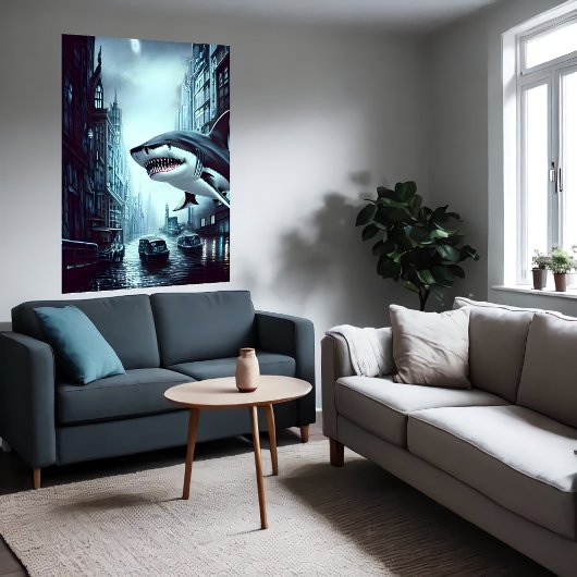 Hai in der Stadt | AI Art Poster