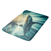 Hai in der Tiefsee und Sonnenlicht Badematte (Schrägansicht)