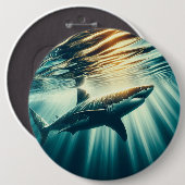 Hai in der Tiefsee und Sonnenlicht Button (Vorne & Hinten)