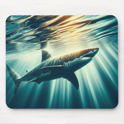 Hai in der Tiefsee und Sonnenlicht Mousepad (Vorne)