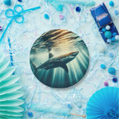 Hai in der Tiefsee und Sonnenlicht Pappteller (Party)