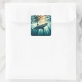 Hai in der Tiefsee und Sonnenlicht Quadratischer Aufkleber (Tasche)