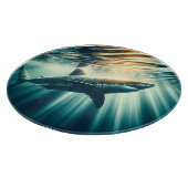 Hai in der Tiefsee und Sonnenlicht Schneidebrett (Ecke)