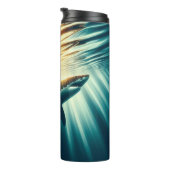 Hai in der Tiefsee und Sonnenlicht Thermosbecher (Nach rechts gedreht)