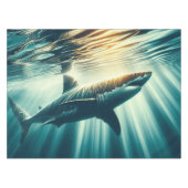Hai in der Tiefsee und Sonnenlicht Tischdecke (Vorderseite (Horizontal))