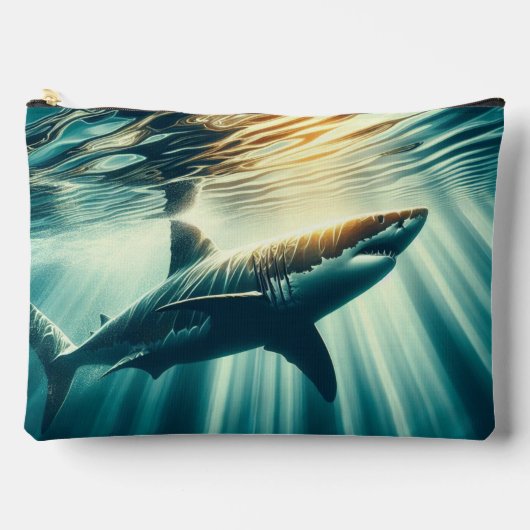 Hai in der Tiefsee und Sonnenlicht Zubehörtasche (Vorderseite)