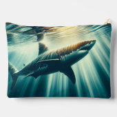 Hai in der Tiefsee und Sonnenlicht Zubehörtasche (Rückseite)