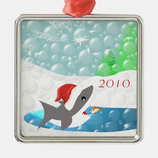 Hai in der Weihnachtsmannmütze Weihnachtsschmuck (Vorne)