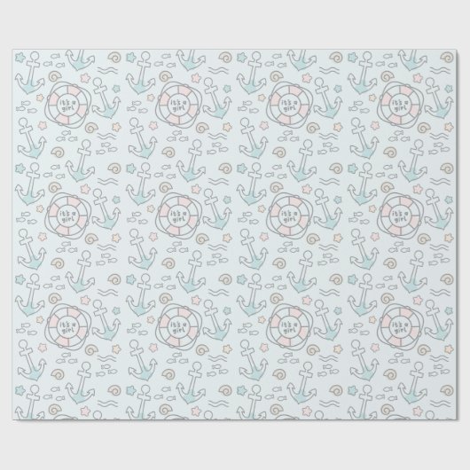 Hai ist ein Mädchen Geschenkpapier (Flach)