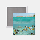 Hai jagen Fische in Bora Bora Lagune Magnet (Vorderseite/Rückseite)