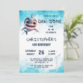 Hai Jawsome Under Sea Birthday Party Einladung (Stehend Vorderseite)