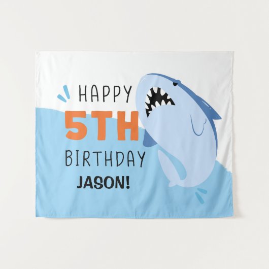 Hai Kinder 5th Birthday Background Custom Wandteppich (Vorderseite (Horizontal))