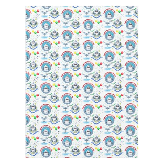 Hai-Kindergeburtstag Tischdecke (Vorderseite)