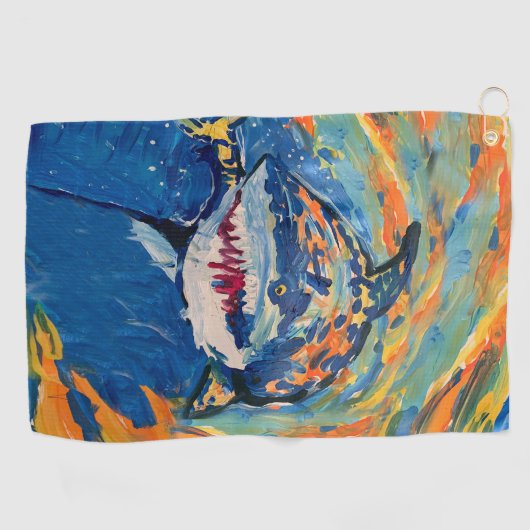 Hai "Kunst von Kindern" Golfhandtuch (Horizontal)