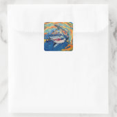Hai "Kunst von Kindern" Quadratischer Aufkleber (Tasche)