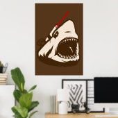 Hai mit einem Frickin' Laser Beam Poster (Heimbüro)