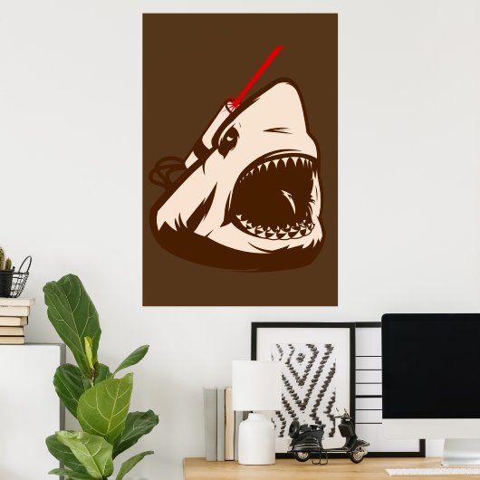Hai mit einem Frickin' Laser Beam Poster (Heimbüro)