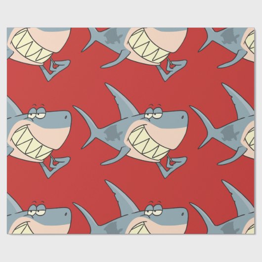 Hai mit einem glänzenden Zahnradpapier Geschenkpapier (Flach)