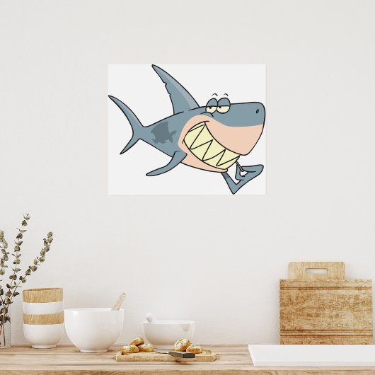 Hai mit einem Zahnstocher Poster (Küche)