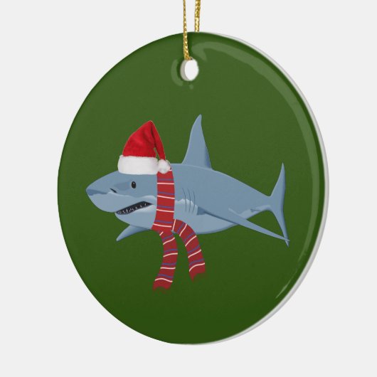 Hai mit Hutschuh Weihnachten Keramik Ornament (Links)