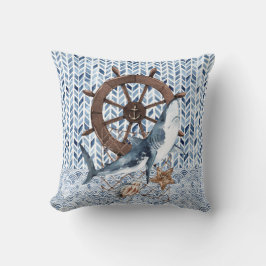Hai mit Lenkrad und Angelnetz Kissen