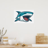 Hai mit offenem Mund Kleiner Poster (Küche)